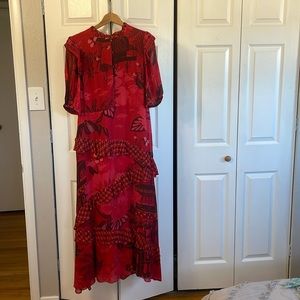 NWT Farm Rio for Anthropologie Maxi Ruffle Red XL